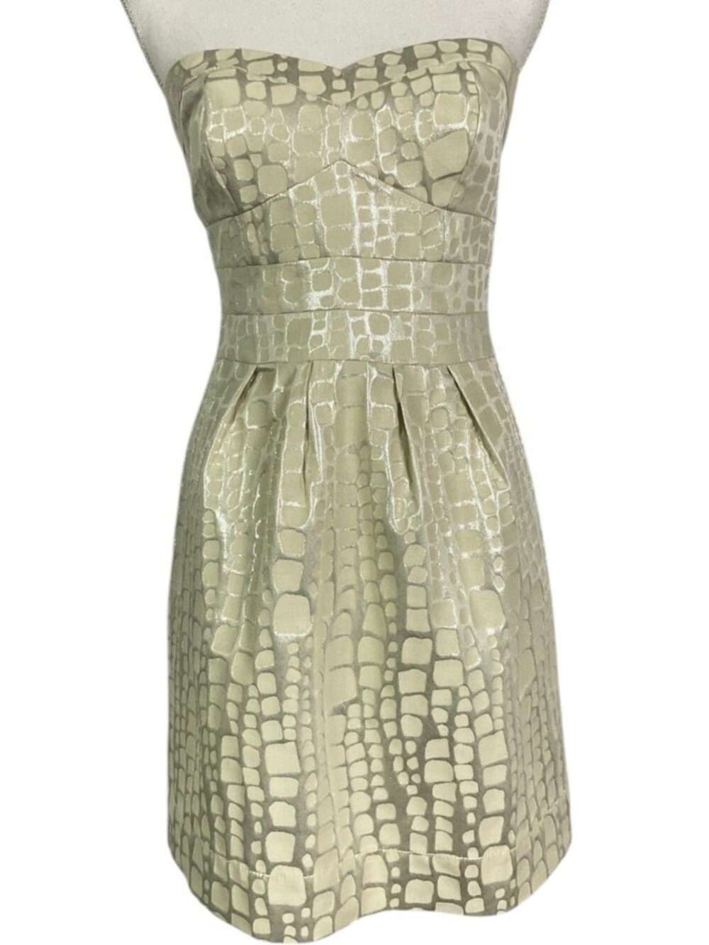 American Eagle Strapless Metallic Jacquard Mini Dress Size 6 Sweetheart Neckline